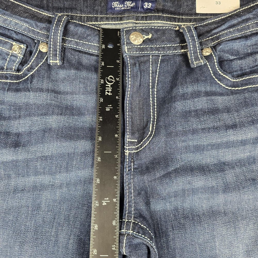 Miss Me Jeans Womens 33x32 Blue Mid Rise Bootcut Embroidered Denim Western NWT - Picture 10 of 15
